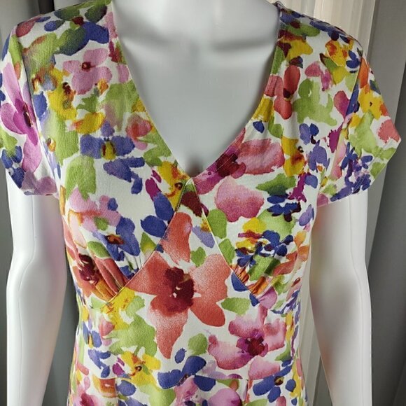 Norm Thompson Short Sleeve Floral Dress Size PS - Picture 2 of 11